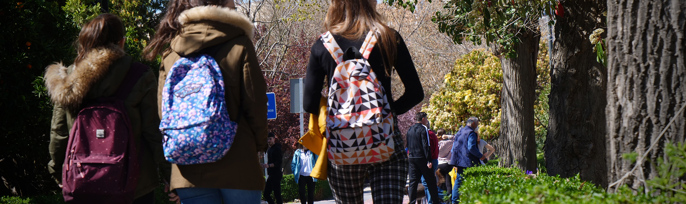 Estudiantes por los paseillos universitarios en el campus de Fuentenueva
